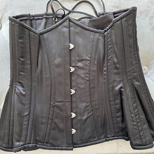 Orchard Corset - Satin Hourglass Curve Underbust Corset, black, size 22"